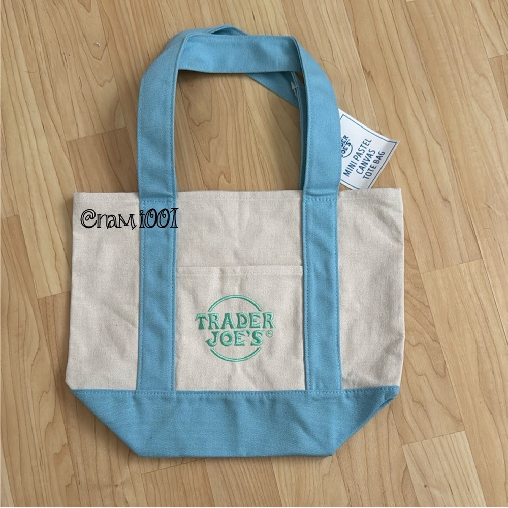Viral Trader Joe’s Limited Edition Pastel Blue Mini Canvas Tote NWT